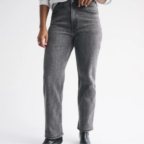 Abercrombie & Fitch Curve High Rise Vintage Ankle Straight Jeans Denim Sz 24 00 - Picture 1 of 5